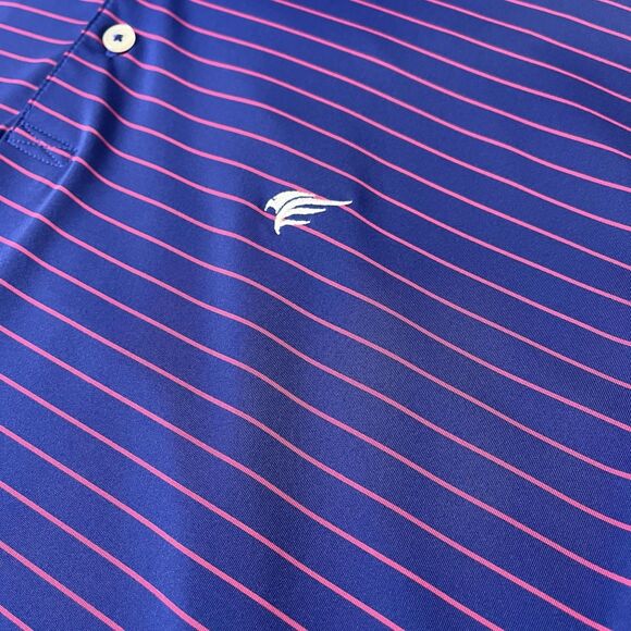 Donald Ross Sport Men's XL Golf Polo Shirt Blue Pink Striped Performance - Picture 3 of 9